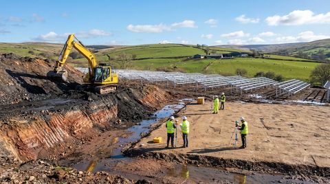 Former colliery site being redeveloped with solar panels and earthworks machinery